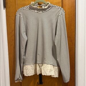 Striped Long Sleeve Top with Ruffle Hem